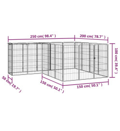 Parc pour chien 18panneaux Noir 50x100cm Acier enduit de poudre