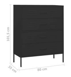 Commode Noir 80x35x101,5 cm Acier