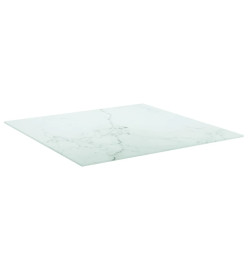 Dessus de table blanc 70x70 cm 6 mm verre trempé design marbre