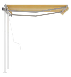 Auvent rétractable automatique et poteaux 3,5x2,5 m Jaune blanc