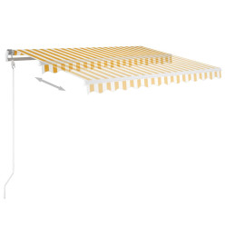 Auvent rétractable automatique et poteaux 3,5x2,5 m Jaune blanc