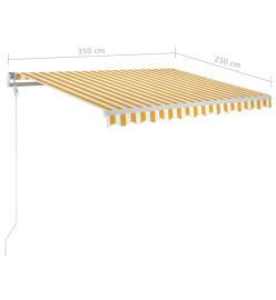 Auvent rétractable automatique et poteaux 3,5x2,5 m Jaune blanc