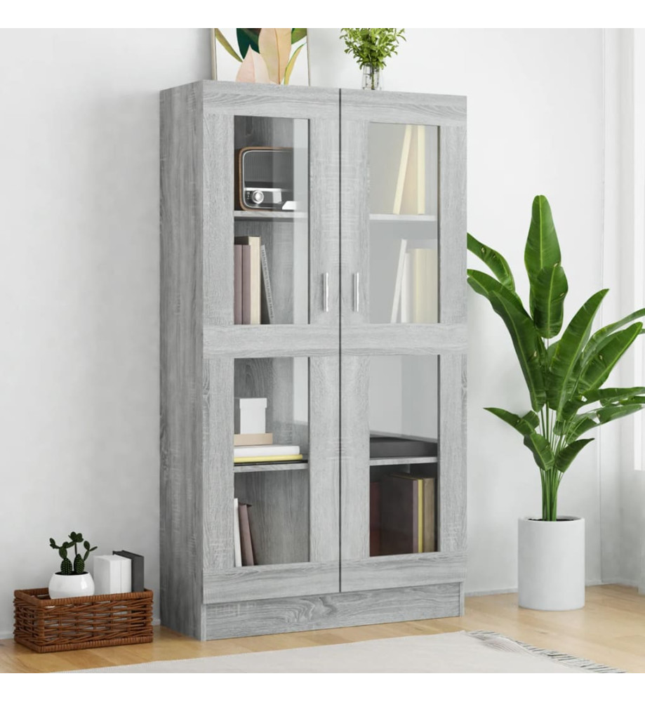 Armoire à vitrine Sonoma gris 82,5x30,5x150cm Bois d'ingénierie