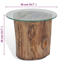 Table basse Teck Verre 50 x 40 cm