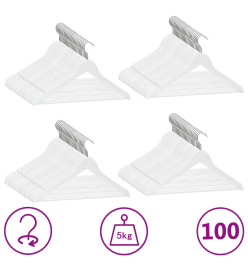 Cintres antidérapants 100 pcs Blanc Bois dur