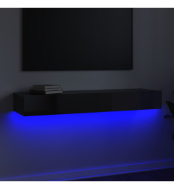 Meuble TV avec lumières LED Gris brillant 120x35x15,5 cm