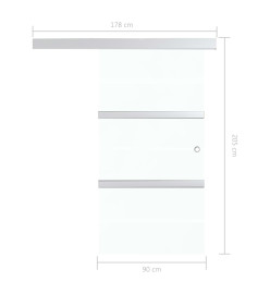 Porte coulissante butées souples Verre ESG aluminium 90x205 cm