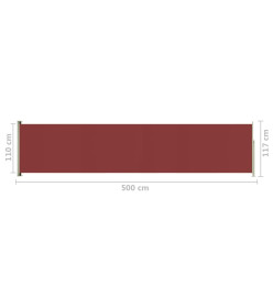 Auvent latéral rétractable de patio 117x500 cm Rouge