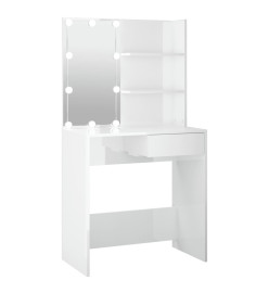 Coiffeuse avec LED Blanc brillant 74,5x40x141 cm
