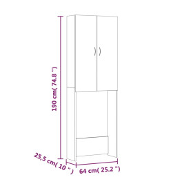 Meuble pour machine à laver Chêne marron 64x25,5x190 cm