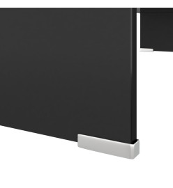 Meuble TV/ Support pour moniteur 80 x 30 x 13 cm Verre Noir