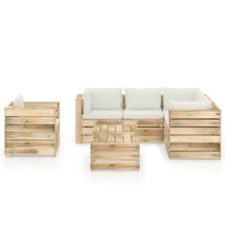 Salon de jardin 8 pcs avec coussins Bois imprégné de vert