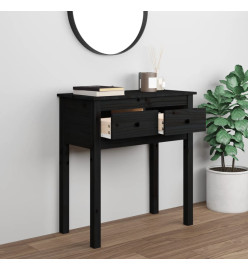 Table console Noir 70x35x75 cm Bois massif de pin