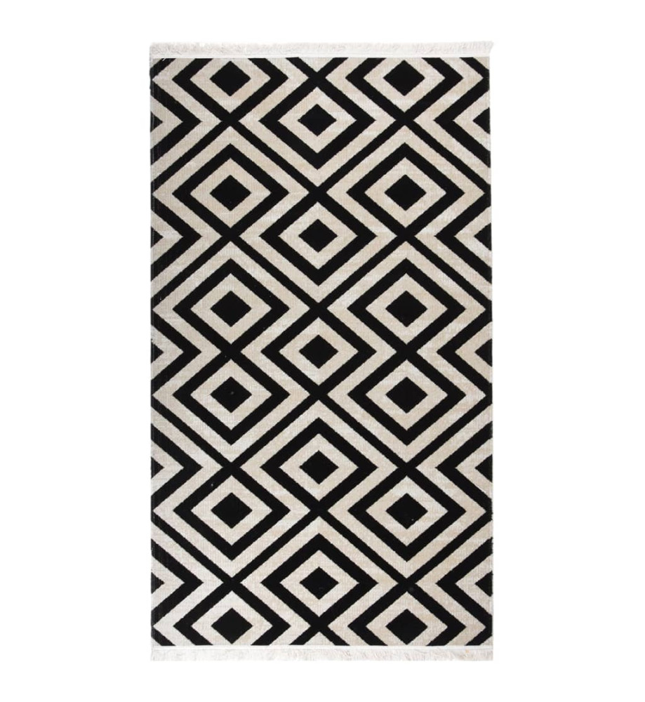 Tapis à tissage plat d'extérieur 115x170 cm Noir et beige