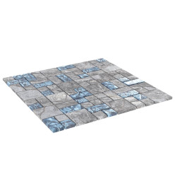 Carreaux mosaïque 22 pcs Gris et bleu 30x30 cm Verre