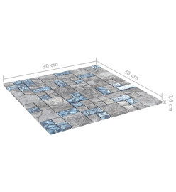 Carreaux mosaïque 22 pcs Gris et bleu 30x30 cm Verre