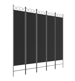 Cloison de séparation 5 panneaux Noir 200x200 cm Tissu