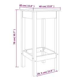 Chaises de bar lot de 2 noir 40x40x78 cm bois de pin solide