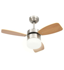 Ventilateur de plafond lampe et télécommande 76 cm Marron clair