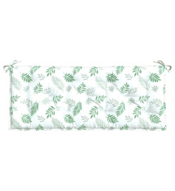 Coussin de banc de jardin motif de feuilles 120x50x7 cm tissu