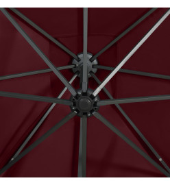 Parasol déporté avec mât et lumières LED Rouge bordeaux 250 cm