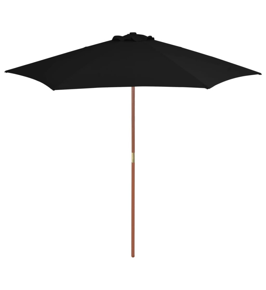 Parasol d'extérieur avec mât en bois Noir 270 cm