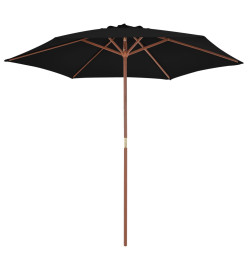 Parasol d'extérieur avec mât en bois Noir 270 cm