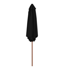 Parasol d'extérieur avec mât en bois Noir 270 cm