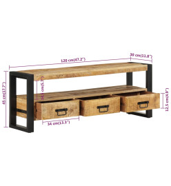 Meuble TV 120x30x45 cm Bois massif de manguier