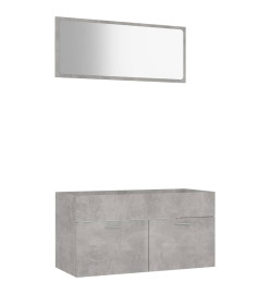 Ensemble de meubles de salle de bain 2 pcs Gris béton Aggloméré