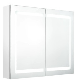 Armoire de salle de bain à miroir LED Blanc brillant 80x12x68cm