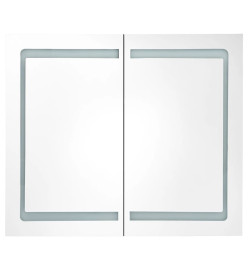 Armoire de salle de bain à miroir LED Blanc brillant 80x12x68cm