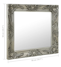 Miroir mural style baroque 50x50 cm Argenté