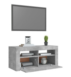 Meuble TV avec lumières LED gris béton 90x35x40 cm