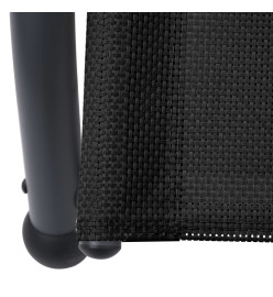 Chaise longue double avec auvent Textilène Noir