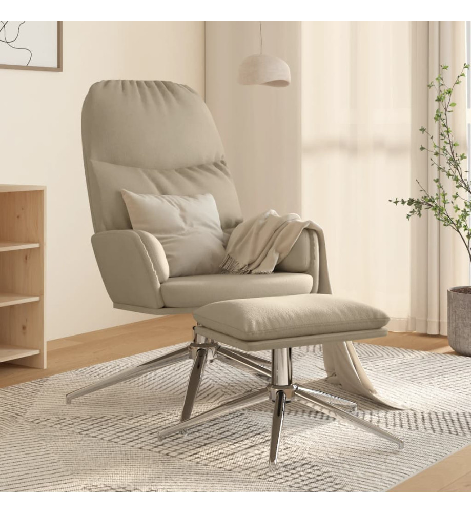 Chaise de relaxation avec tabouret Gris clair Similicuir daim