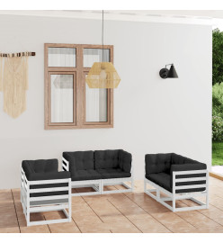 Salon de jardin 6 pcs avec coussins Bois de pin massif