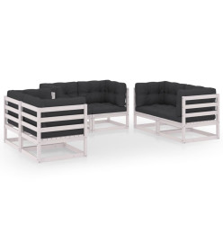 Salon de jardin 6 pcs avec coussins Bois de pin massif
