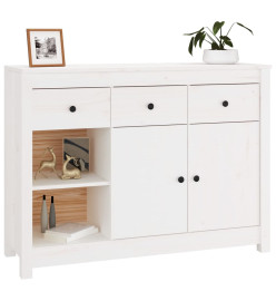 Buffet Blanc 100x35x74 cm Bois massif de pin