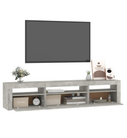 Meuble TV avec lumières LED Gris béton 195x35x40 cm