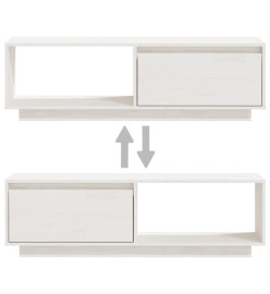 Meuble TV Blanc 110x30x33,5 cm Bois de pin massif