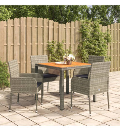 Ensemble de salle à manger de jardin 5 pcs avec coussins Gris
