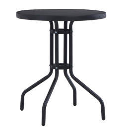 Table de jardin Noir 80 cm Acier et verre