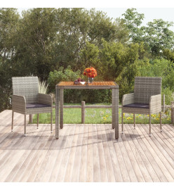 Table de jardin dessus en bois Gris 90x90x75 cm Résine tressée