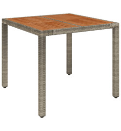 Table de jardin dessus en bois Gris 90x90x75 cm Résine tressée