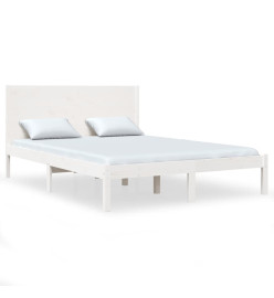Cadre de lit Blanc Bois de pin massif 140x190 cm