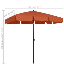 Parasol de plage Terre cuite 200x125 cm