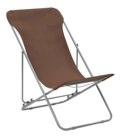 Chaises de plage pliables 2 pcs Acier et tissu oxford Marron