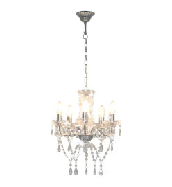 Lustre avec perles de cristal Argenté Rond 5 x E14