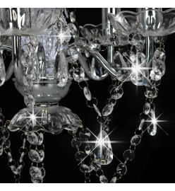 Lustre avec perles de cristal Argenté Rond 5 x E14